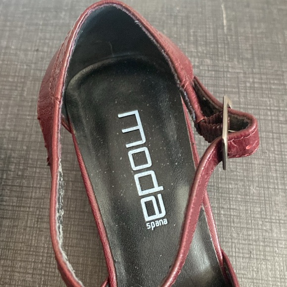Moda Spana Red Marron leather Mary Jane's square toe - Picture 12 of 15